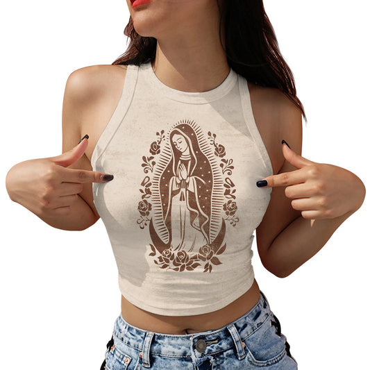 Chaleco femenino estampado en 3D Virgen María Guadalupe